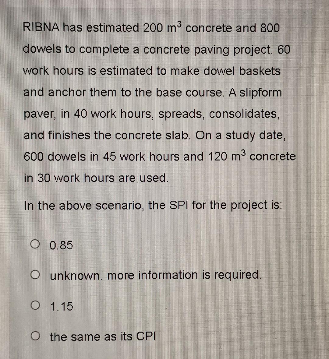 Solved RIBNA has estimated 200 m3 concrete and 800 dowels to