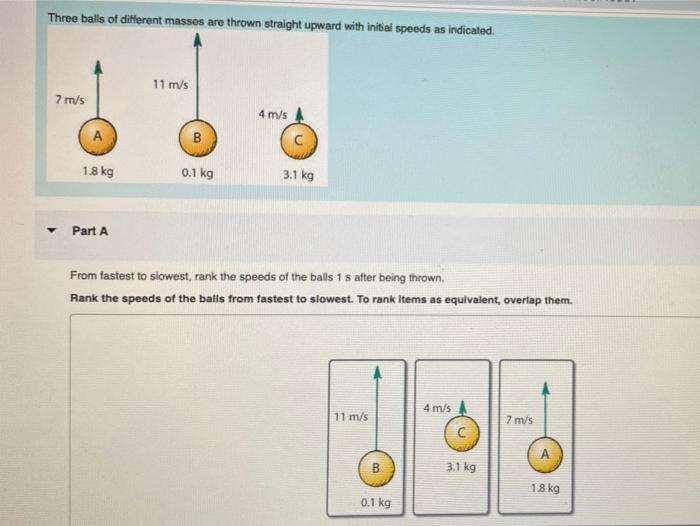 Solved Part B From greatest to least, rank the accelerations