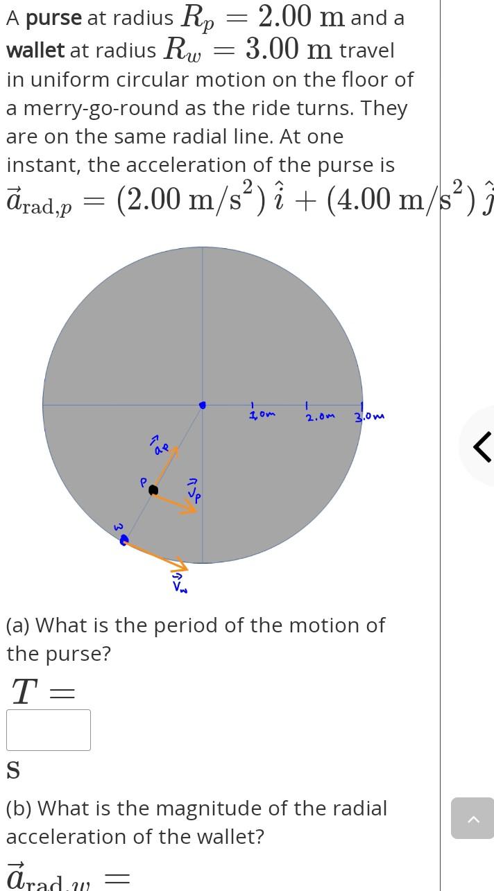 Solved A purse at radius R₂ 2.00 m and a wallet at radius R