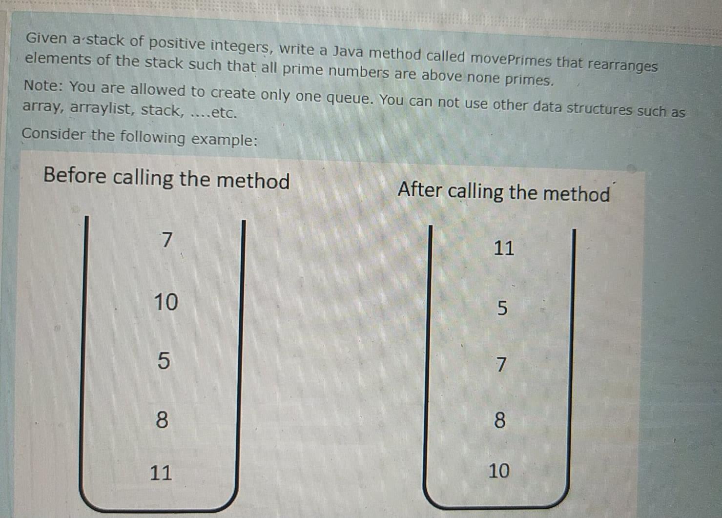 Solved Given a stack of positive integers, write a Java | Chegg.com