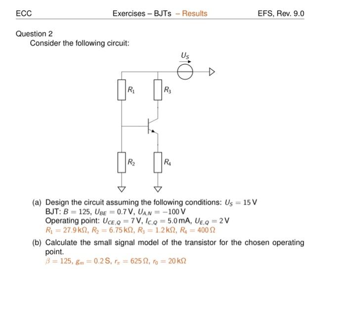 Solved Question 2 Consider The Following Circuit: (a) Design | Chegg.com