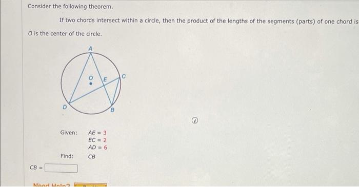 Solved Consider the following theorem. If two chords | Chegg.com