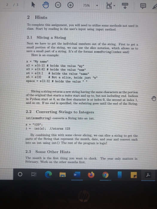 Solved 2 / 3 75% 2 Hints To complete this assignment, you | Chegg.com