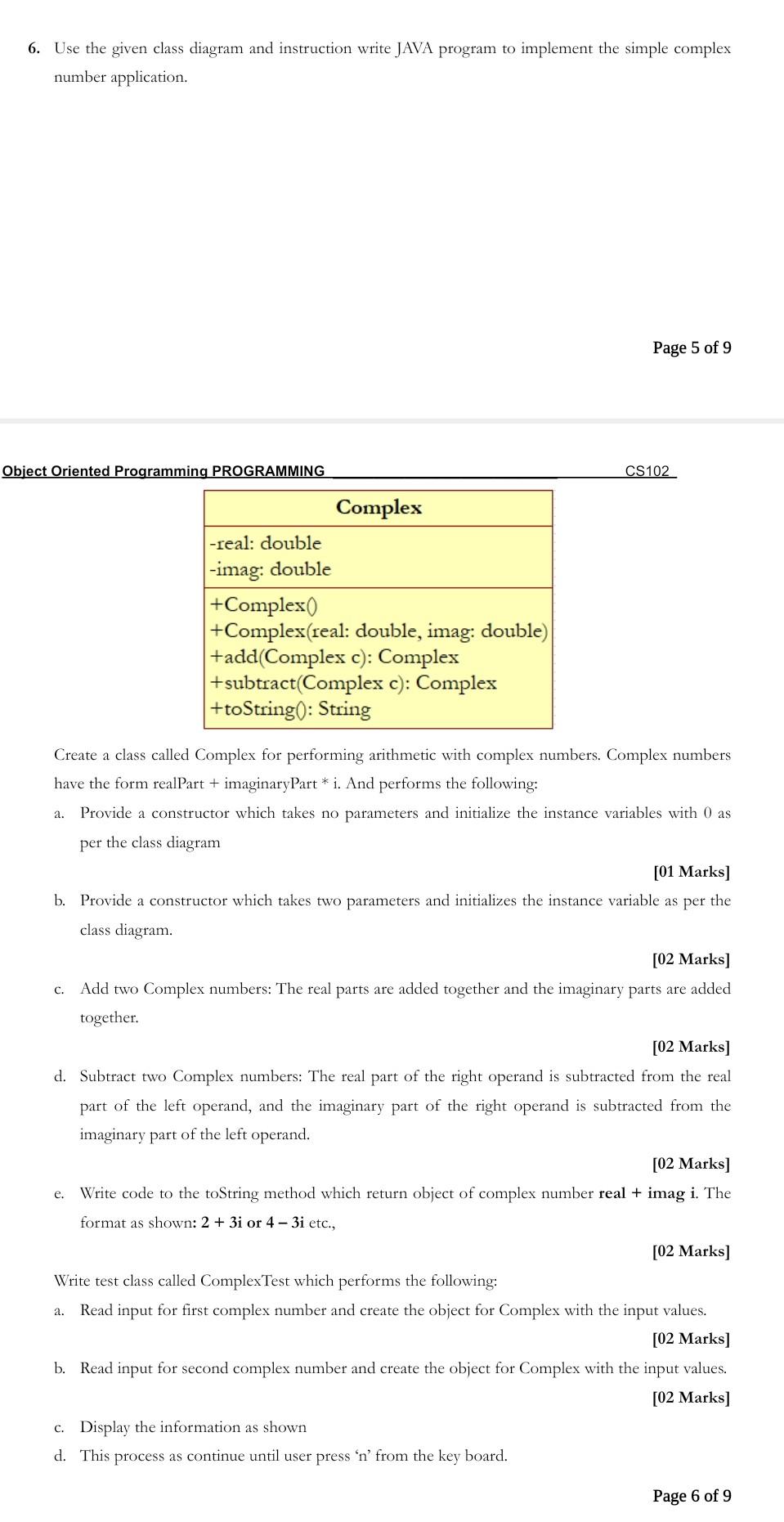 Solved 6. Use the given class diagram and instruction write | Chegg.com