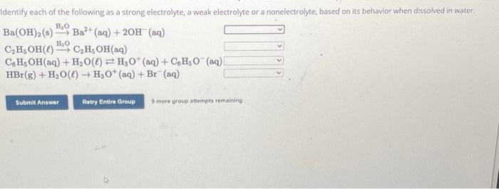 Solved dentify each of the following as a strong | Chegg.com