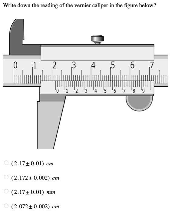 Solved Write down the reading of the vernier caliper in the
