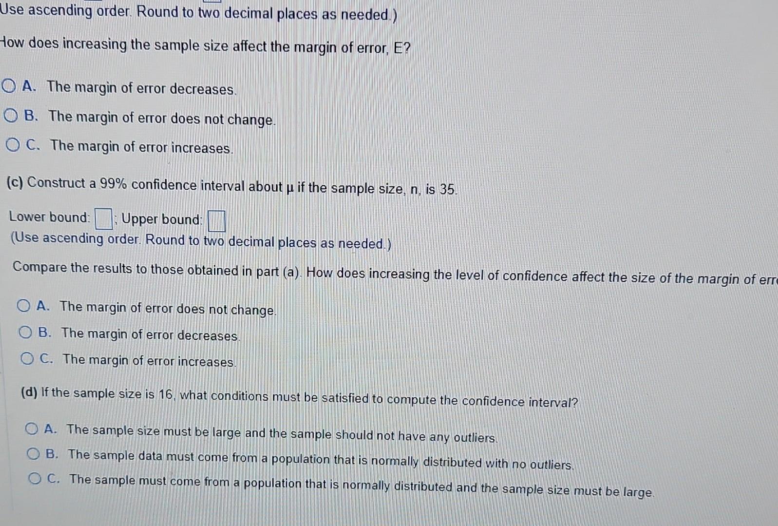 Solved A simple random sample of size n is drawn. The sample | Chegg.com