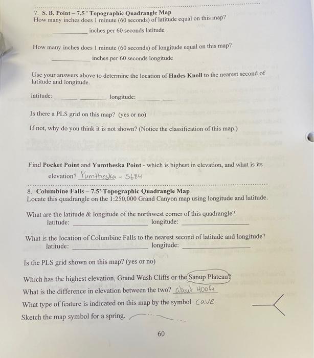 Solved 7. S. B. Point - 7.5' Topographic Quadrangle Map How | Chegg.com