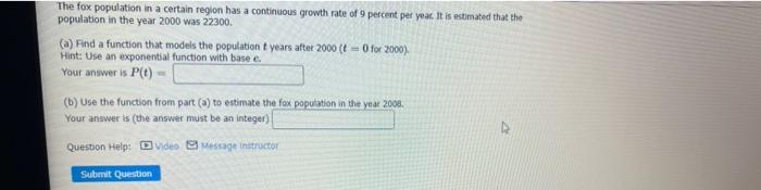 Solved The fox population in a certain region has a | Chegg.com