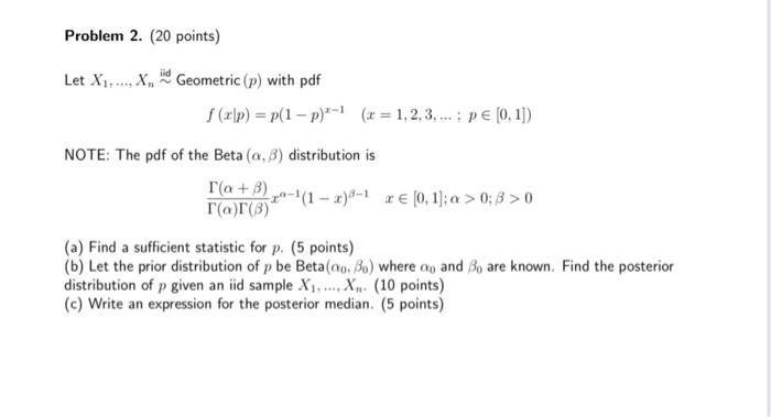 Solved Problem 2 Points Let X1 X Geometric P Chegg Com