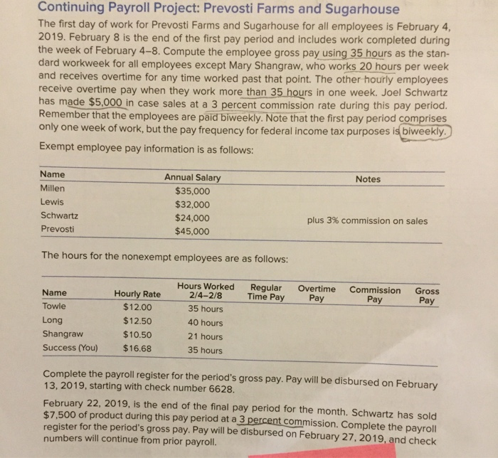 Solved Continuing Payroll Project Prevosti Farms And Chegg
