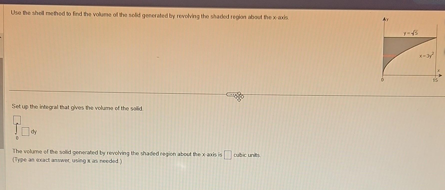 Solved Use the shell method to find the volume of the solid | Chegg.com