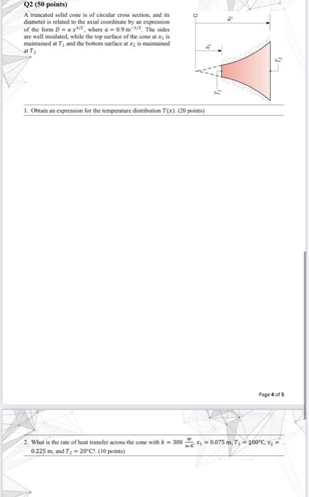 Solved Q2 (50 points) A truncated solid cone is of circular | Chegg.com