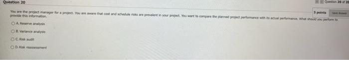 Solved Gestion 2016 Question 20 points You are the project | Chegg.com