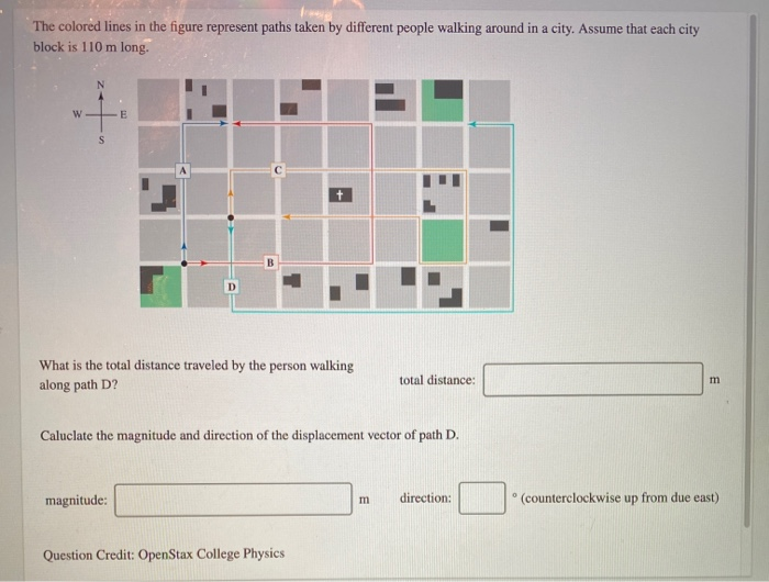 Solved The Colored Lines In The Figure Represent Paths Taken 