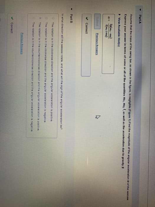 Solved Part A of the seesaw Assume that the mass of the
