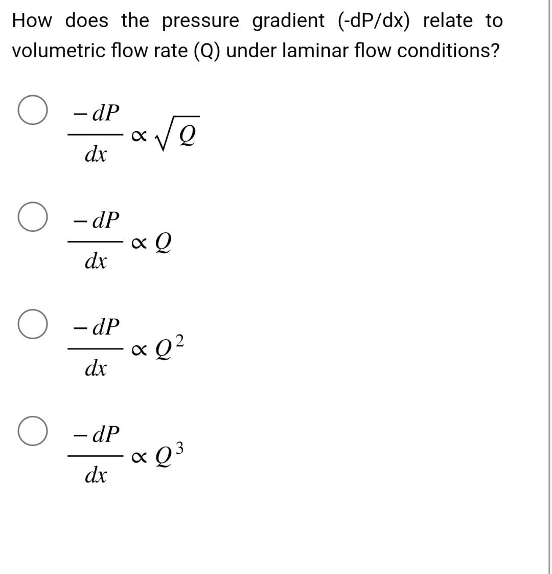 Solved How does the pressure gradient (−dP/dx) relate to | Chegg.com