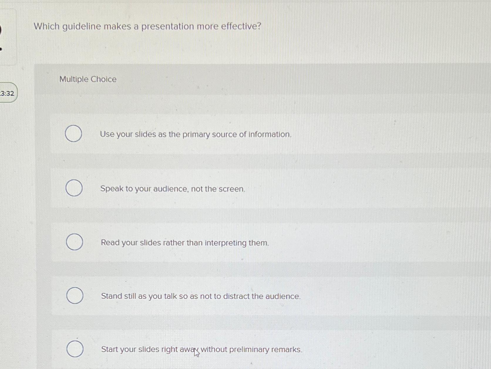 Solved Which guideline makes a presentation more | Chegg.com