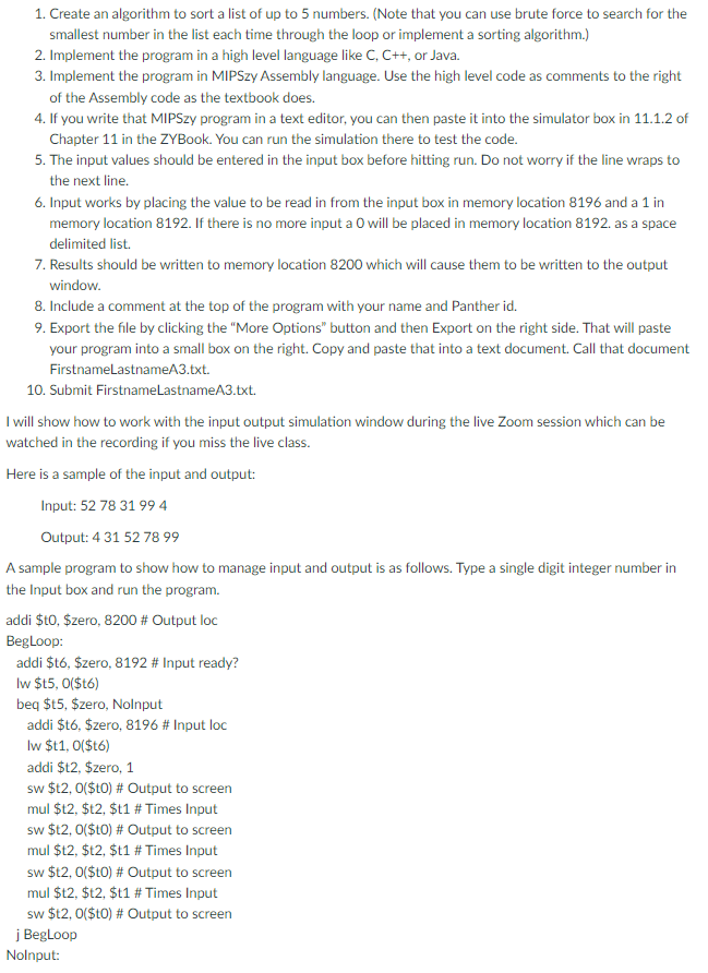 Solved Create an algorithm to sort a list of up to 5 | Chegg.com