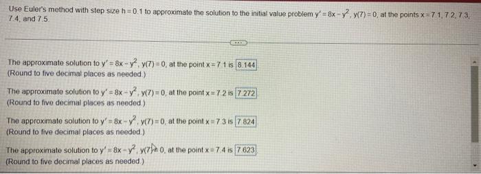 Solved Use Euler's method with step size h=0.1 to | Chegg.com