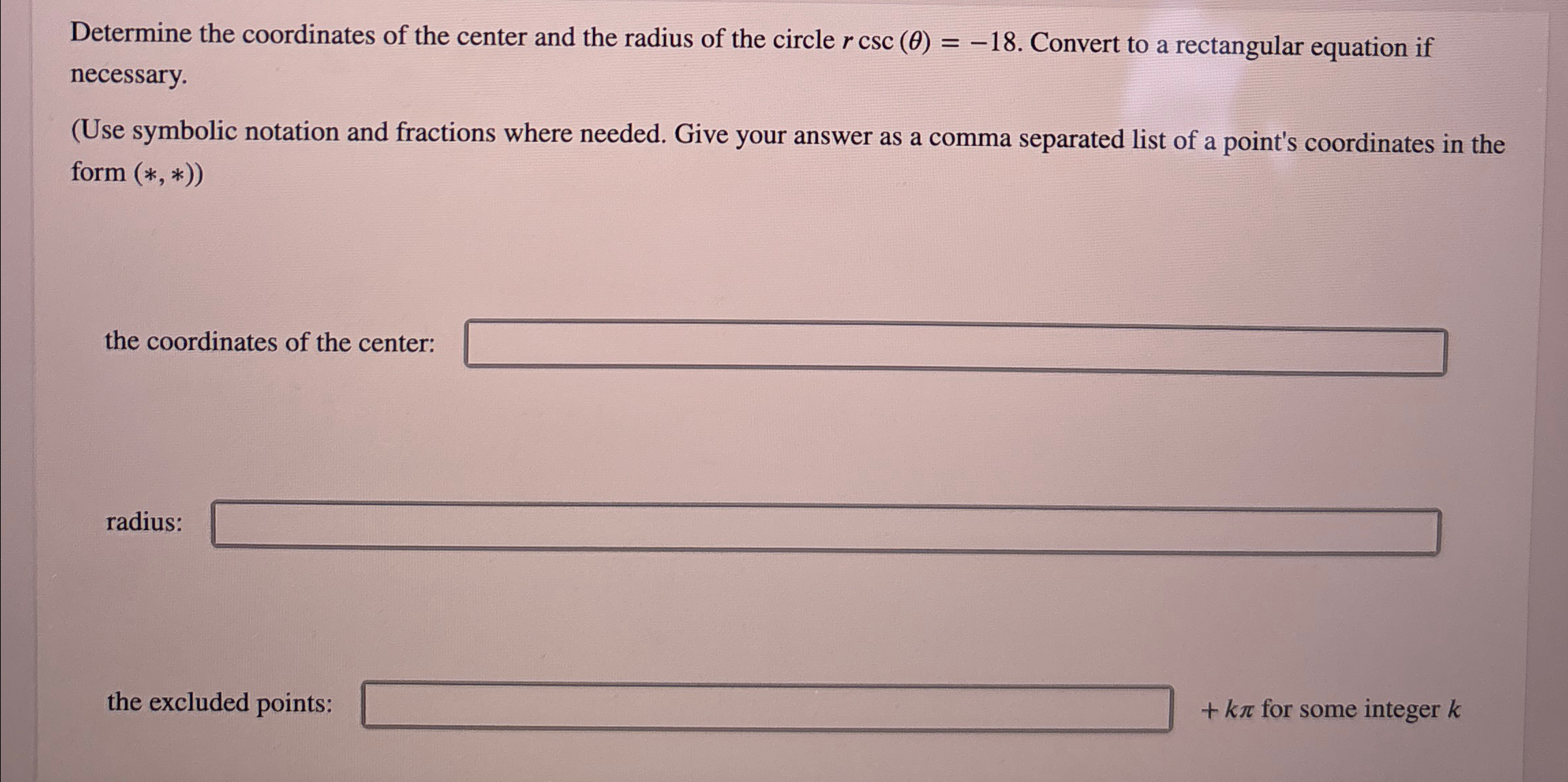 Solved Determine the coordinates of the center and the | Chegg.com