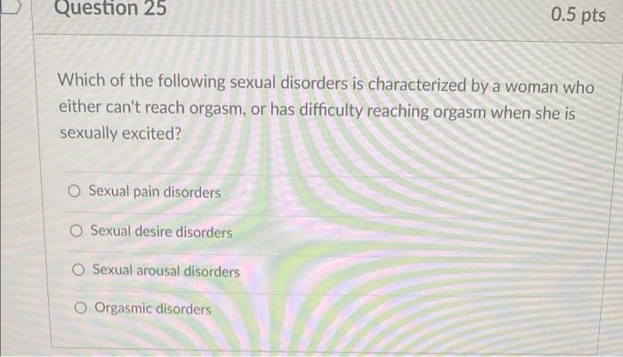 Solved Question 24 0. True or False. Sexual arousal is not Chegg