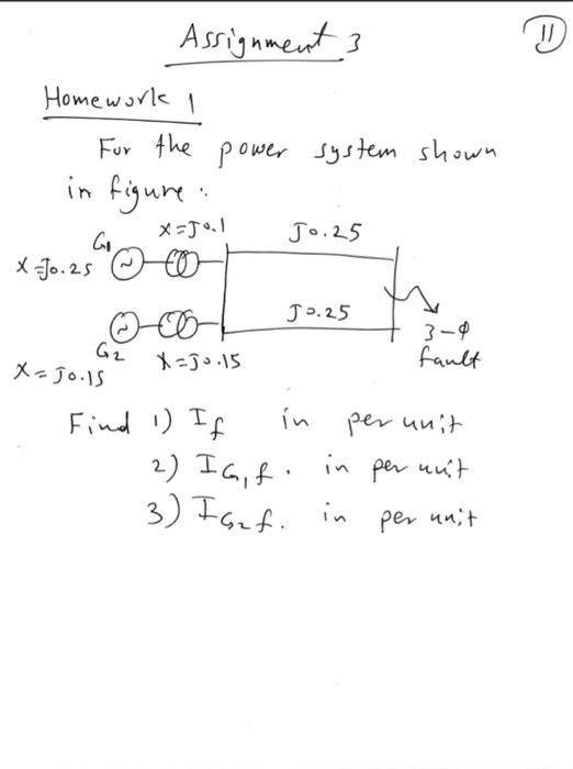 Solved Homework 1 For the power system shown in figure. Find | Chegg.com