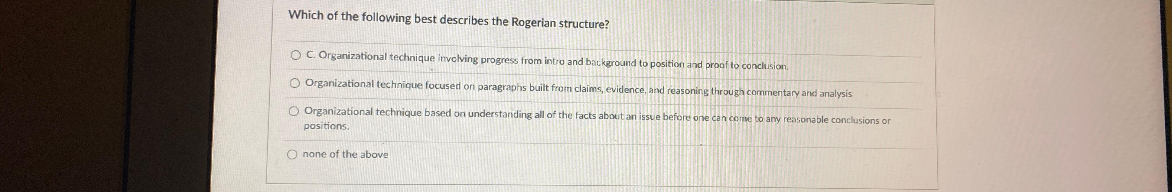 Solved Which of the following best describes the Rogerian | Chegg.com