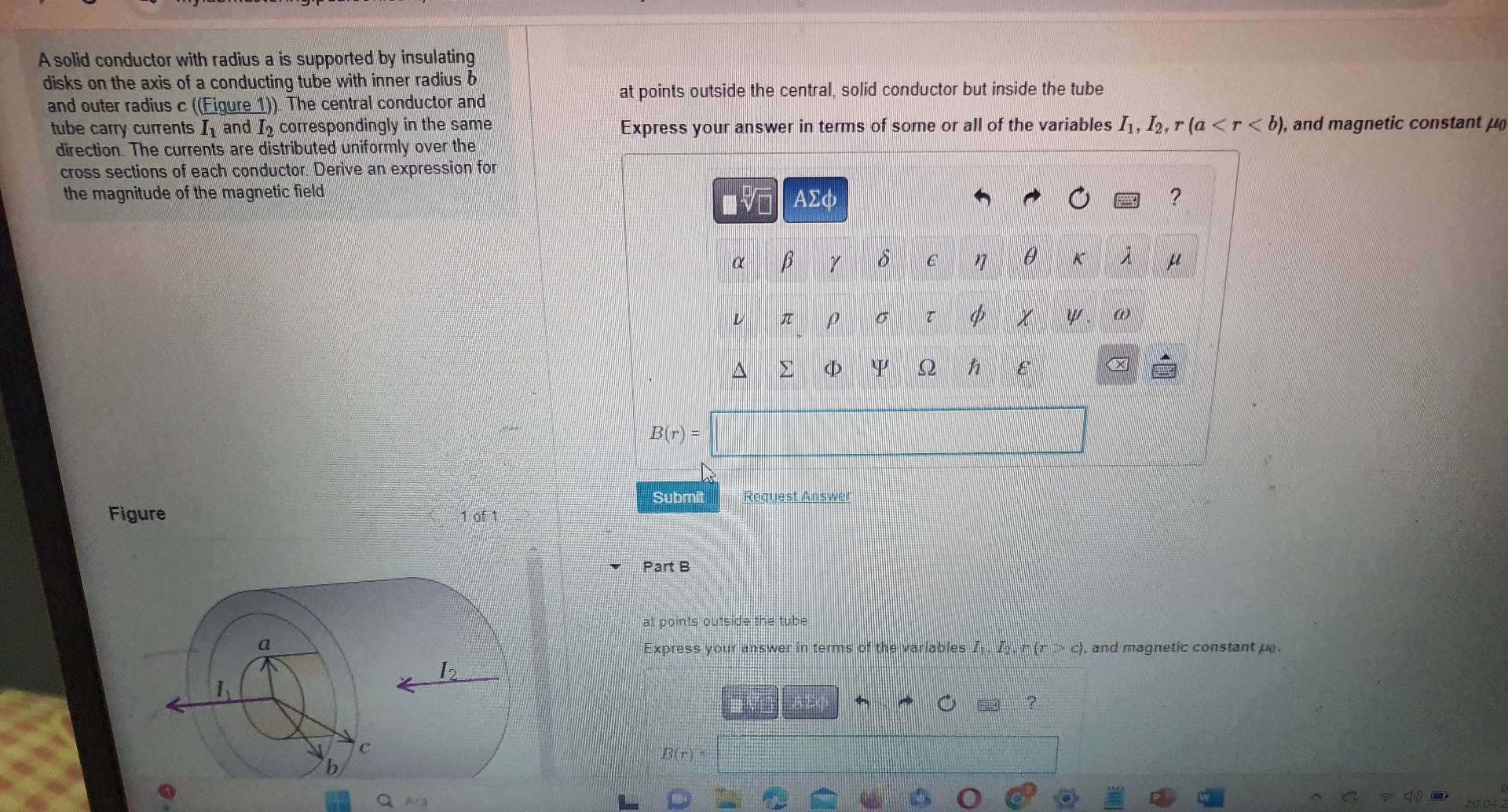 Solved A solid conductor with radius a is supported by | Chegg.com