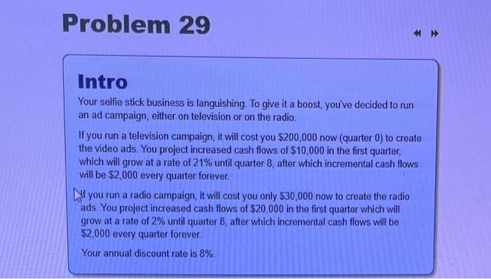 Solved Problem 29 Intro Your selfie stick business is | Chegg.com