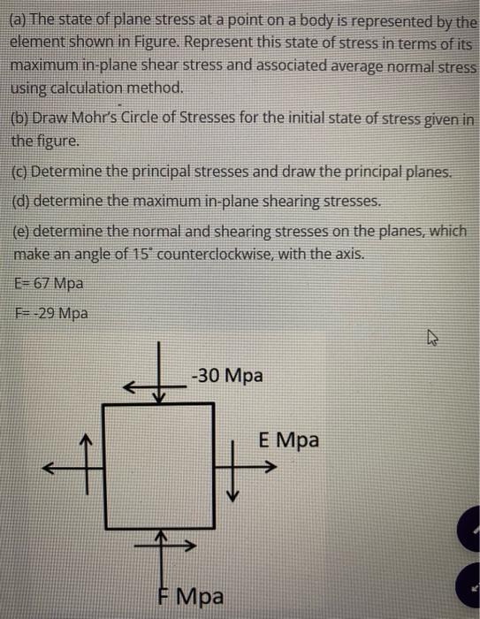Solved (a) The state of plane stress at a point on a body is | Chegg.com