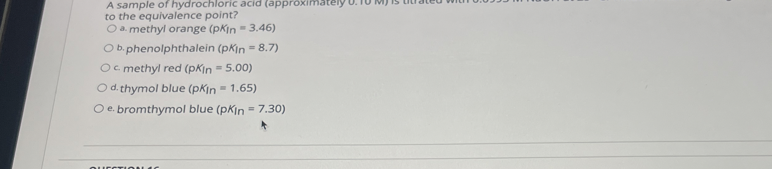 Solved A sample of hydrochloric acid (approximately to the