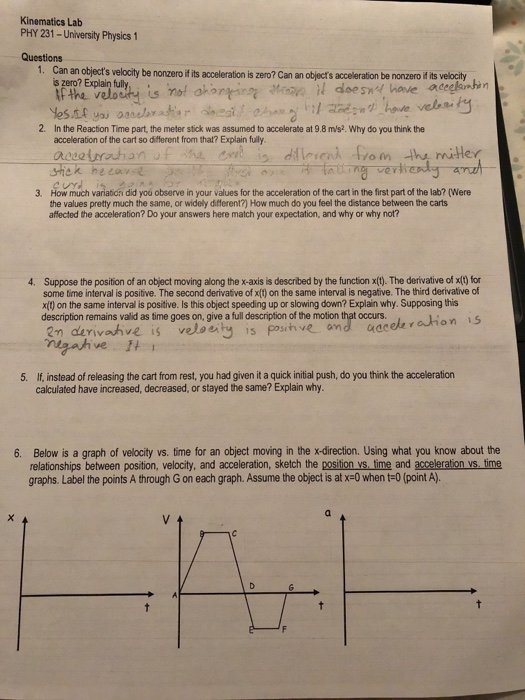 Solved Kinematica Lab PHY 231 - University Physics 1 | Chegg.com