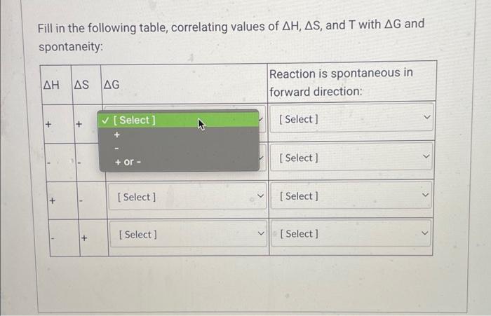 Solved Question 2 Fill In The Following Table, Correlating | Chegg.com