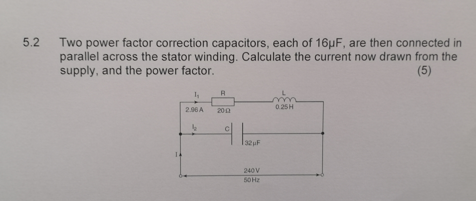 Solved 5.2 ﻿Two power factor correction capacitors, each of | Chegg.com
