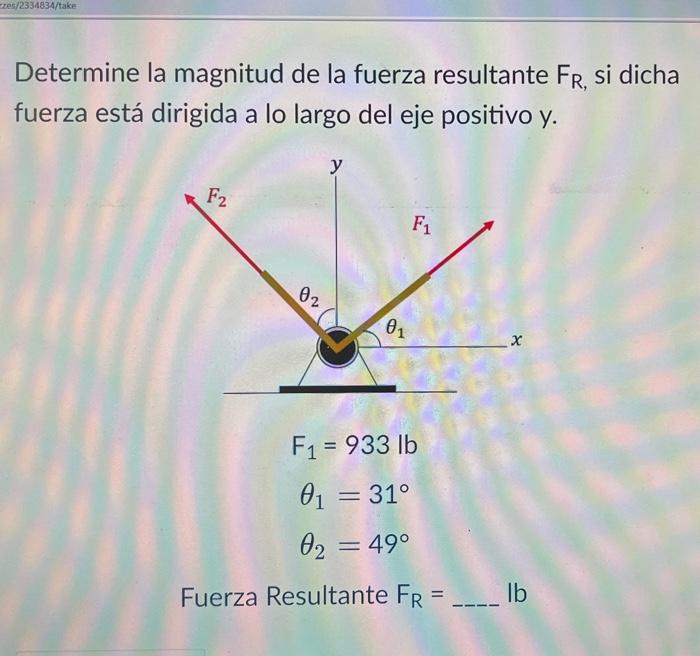 Determine la magnitud de la fuerza resultante \( F_{R} \), si dicha fuerza está dirigida a lo largo del eje positivo y. \[ \b