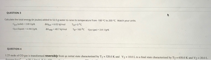 Solved QUESTION 3 Calculate the total energy in joules) | Chegg.com