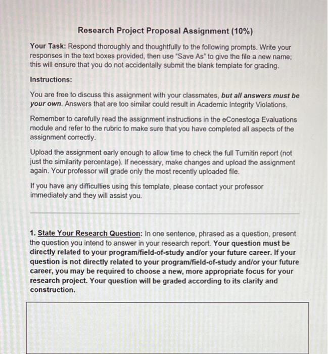 written assignment research proposal and plan