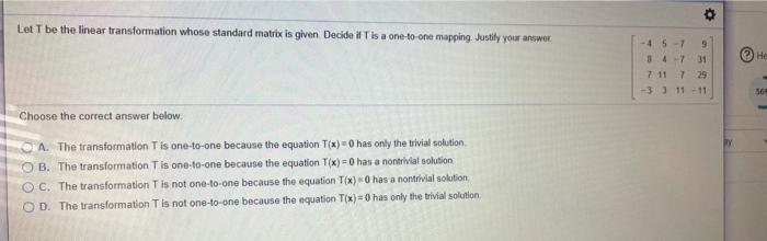 Solved $ Let T be the linear transformation whose standard | Chegg.com