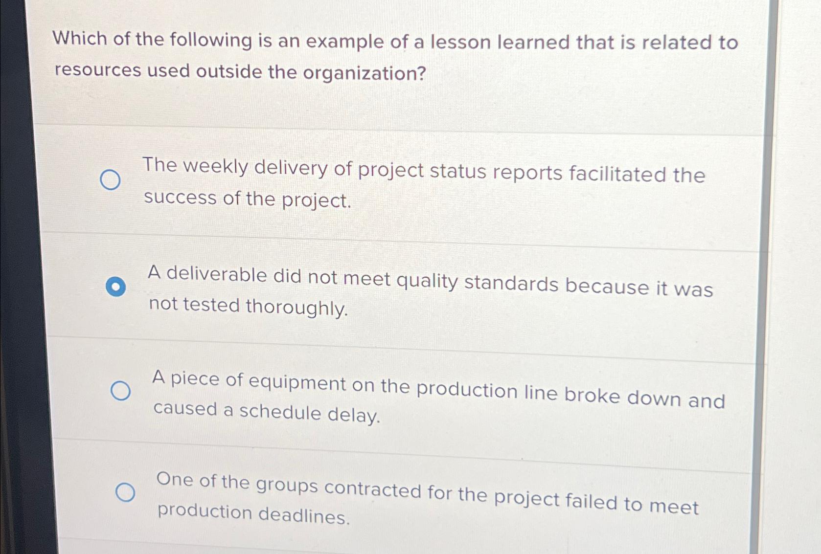 Which Of The Following Is An Example Of A Lesson Chegg