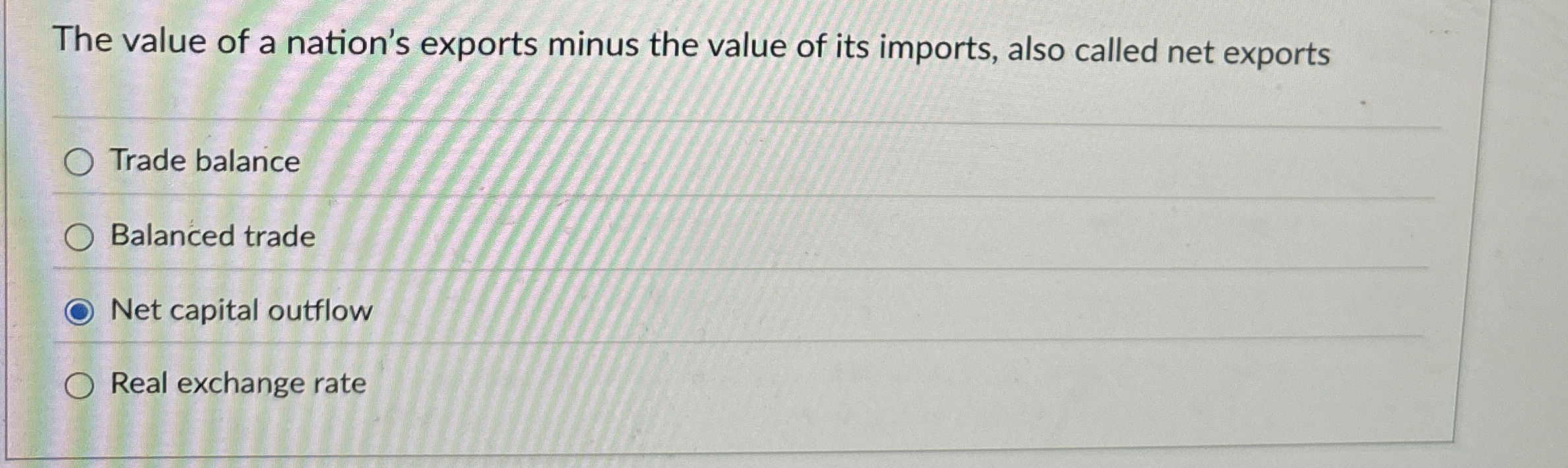 Solved The value of a nation's exports minus the value of | Chegg.com