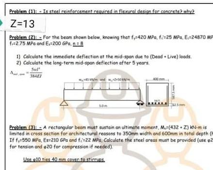 Solved Problem (1)- Is steel reinforcement required in | Chegg.com