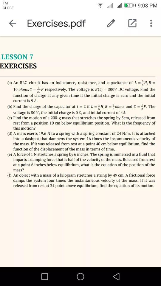 Solved Tm Globe Pm 19 08 21 ااا ااا Exercises Pdf Chegg Com