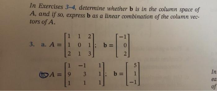 Solved In Exercises 3-4, Determine Whether B Is In The | Chegg.com