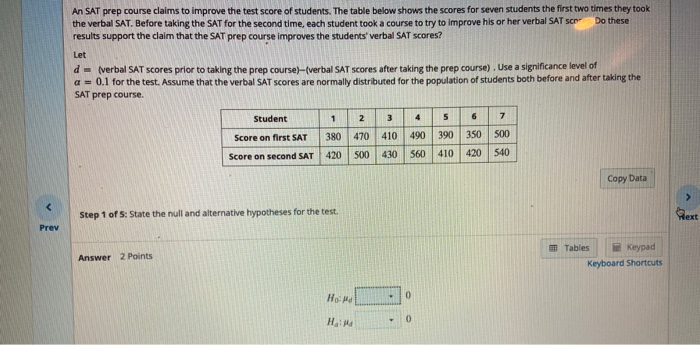 Solved An SAT prep course claims to improve the test score | Chegg.com