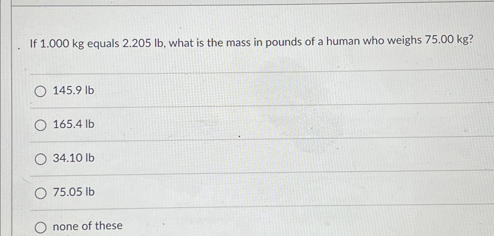 Kg hotsell equals pounds