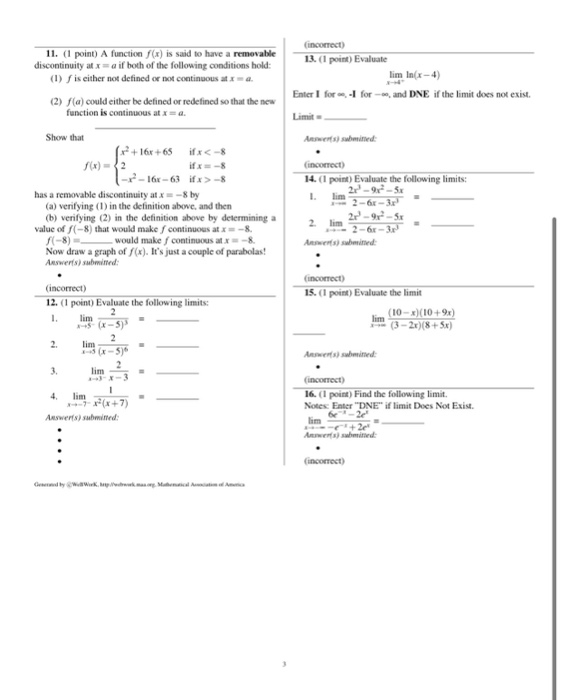 Solved 6. (I point) Use algebra to evalute the following | Chegg.com