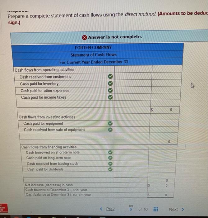 Solved Prepare a complete statement of cash flows using the | Chegg.com