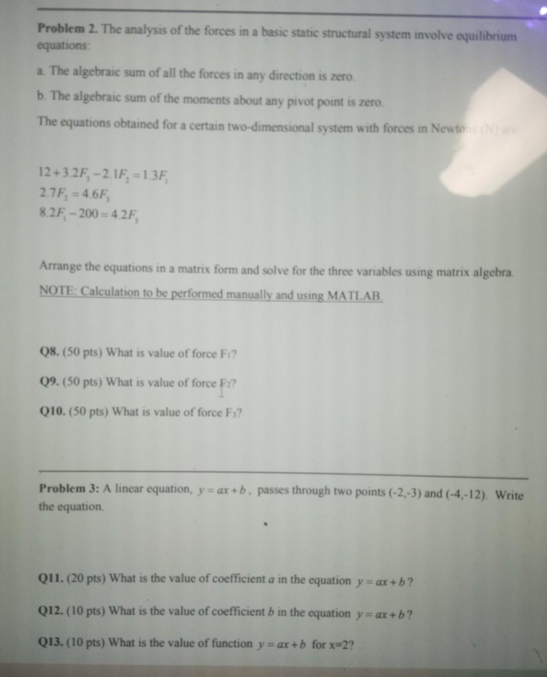 Solved Problem 2. The analysis of the forces in a basic | Chegg.com