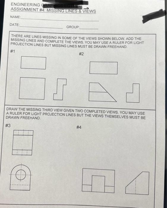 Solved SHOWN TO THE RIGHT ARE MULTIVIEW DRAWINGS OF FOUR | Chegg.com